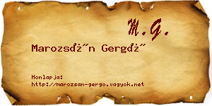 Marozsán Gergő névjegykártya